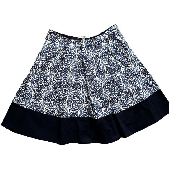 Milly Blue Asymmetrical Tile Skirt Womens Size M Pleated Floral Paisley Print - Picture 2 of 8